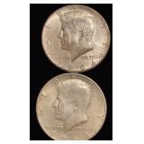 (2) 1964-P Kennedy Half Dollar coins