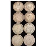 (8) Barber Silver Quarters