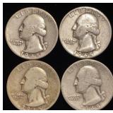 (4) Washington Silver Quarters