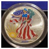 2000 Painted American Silver Eagle 1ozt fine
