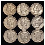 (9) Mercury Silver Dimes