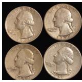 (4) Washington Silver Quarters