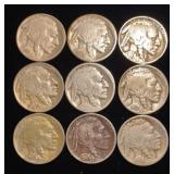 (9) Buffalo Nickels