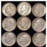 (9) Roosevelt Silver Dimes