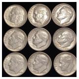 (9) Roosevelt Silver Dimes