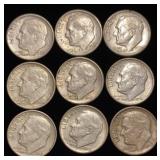 (9) Roosevelt Silver Dimes