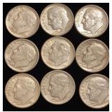 (9) Roosevelt Silver Dimes