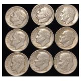 (9) Roosevelt Silver Dimes