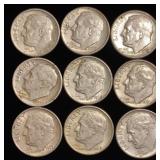 (9) Roosevelt Silver Dimes