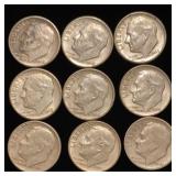 (9) Roosevelt Silver Dimes