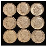 (9) Roosevelt Silver Dimes