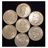 (7) Eisenhower Dollar Coins mixed dates