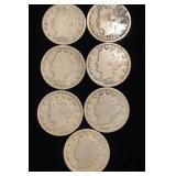(7) Liberty Head V nickels