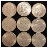 (9) 1976 Eisenhower Dollar Coins