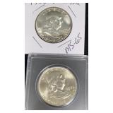 1956 & 1959 Franklin Silver Half Dollars