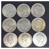 (9) Various Date Eisenhower Dollars