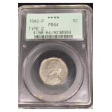1942-P Jefferson Silver Nickel Type 2, PCGS PR64