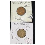 1863 & 1902 Indian Pennies