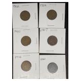 (6) Various Date Indian Head Pennies