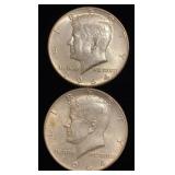 (2) Kennedy Silver Half Dollars 90%