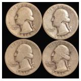 (4) Washington Silver Quarters