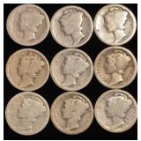 (9) Mercury Silver Dimes