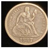 1887 Seated Liberty silver Dime