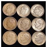 (9) Roosevelt Silver Dimes