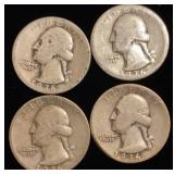 (4) Washington Silver Quarters