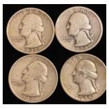 (4) Washington Silver Quarters