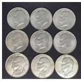 (9) 1971 & 1972 Eisenhower Dollars