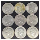 (9) Various Date Eisenhower Dollars