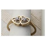 Ring, 10KT Gold, diamond chips