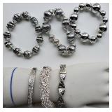 Metal Stretch Bracelets, Silver colored