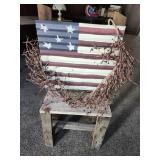 Patriotic Decoration, Primitive Chair,