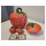 Pumpkin cookie jar, salt & pepper, bowl