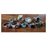 Costume rings with colored settings