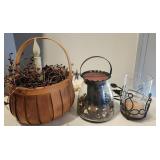 Candles, (3), electric in basket