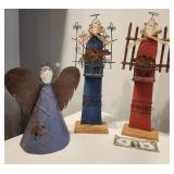 Angel figures, wood & metal