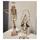 Angel figures (2), Wood & metal accents
