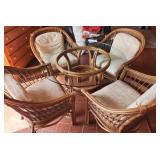 Glass Top Rattan Table & Chairs