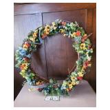 Grapevine & floral wreath, 32" diameter