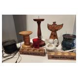 Candle Holders, wood, metal, ceramic