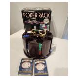 Poker chips & cards in rack