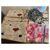Place mats, Paper rose petals, Red lights