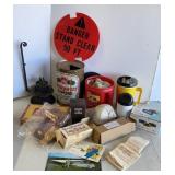 Vtg Beer Can, Seashells, Cigar Box, Dash Cam