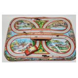 Vintage Ohio Art Tin Litho Highway w/ Windup Car