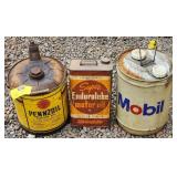 (AC) Vtg Oil Cans Pennzoil 5gal, Endurolube,