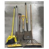 (V) Lot of Brooms and Shovels