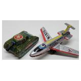Vintage Tin Litho Friction Airplane & Tank